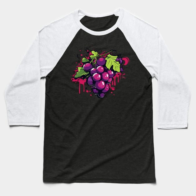 Juicy Fruit Grapes Summer Baseball T-Shirt by Nightarcade
